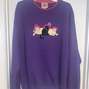 Vintage Purple/Red Sweatshirt w/ Cats